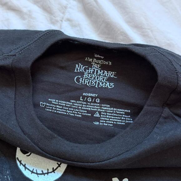 Nightmare before christmas black graphic tee sz L his Sally emo hot topic whimsi - Picture 5 of 8